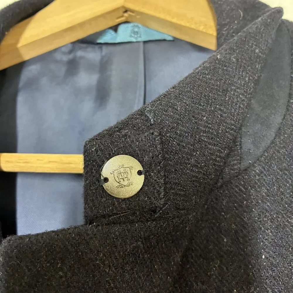 Massimo Dutti Sport Coat Blazer Mens 44 Blue Extrafine Wool Herringbone Tweed